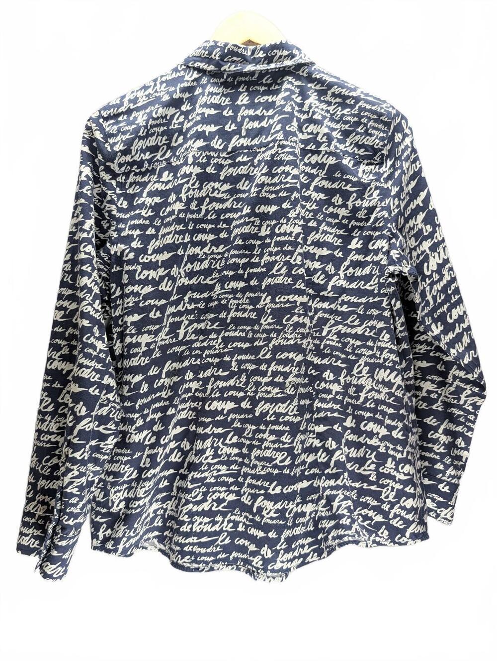 Chico's Button-Up Shirt in Navy with White Script Print 1 - Picture 4 of 5